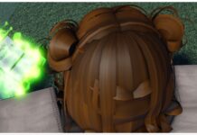 Clover Retribution Chibi Devil Guide feature image for our clover retribution chibi devils guide which shows a top-down view of a brown-haired character with space buns overlooking a floating green grimoire to her left