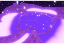 Clover Retribution Tier List – Magic Ranked With Reasons! Feature image for our Clover Retribution Tier List showing a purple glowing three-leaf clover on a stone ground with small white particle effects rising from the engraved leaf