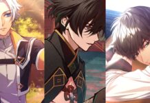 3 Otome Games That Need An Anime Adaptation a collage feature image for our otome games that need an anime adaptation article, on the left is zafora from radiant tale looking to the side, the middle image is goemon from the side as he smiles slightly, and the image on the right is kohei laying his head on his arms at his desk with a keyboard close to him as he smiles sleepily