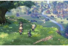 Sword of Convallaria Tier List – Release Rankings and Reroll Guide! Feature image for our Sword of Convallaria Tier List showing a 3D high-detail pixel image showing a grassy hill with a pixel characters facing each other under a shaded tree