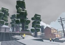 Demon Warriors Codes – Are There Codes? Feature image for our Demon Warriors Codes guide. Image shows a village covered in snow with different trees and buildings.