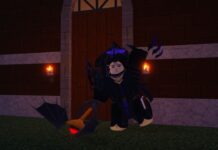 Clover Retribution Magic Guide – Skills, Rarity, And How To Obtain clover retribution magic feature image. it is of a mage NPC with black and purple armor as he waves whilst holding a staff that has bat wings and a glowing red orb at the top.