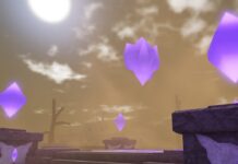 Clover Retribution Races Guide Feature image for our Clover Retribution races guide. It shows the desert area with floating purple crystals.