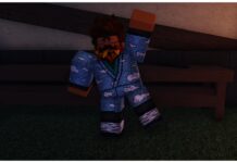 Clover Retribution Title Tier List feature image for our clover retribution traits tier list showing an npc wearing a blue haori and waving at the camera. His beard is made of an assortment of autumn coloured leaves