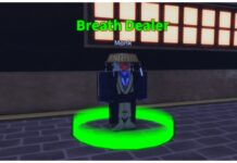 Demon Blade Tier List – All Breathing Ranked! feature image for our demon blade tier list showing the breathing seller npc who has a strange red mask with a pouty face