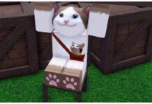 Meme Sea Max Player Level Guide – Including Levelling Guide! Feature image for our Meme Sea Max Player Level Guide showing a humanoid popcat holding up a wooden board. The Popcat NPC is wearing a cross-shoulder satchel with a smaller popcat inside