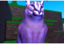 Meme Sea Nugget Man Guide – Obtainment and Use! Feature image for our Meme Sea Nugget Man Guide which shows a purple floppa gargoyle-like statue looking to the side of the camera