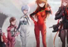 Nikke Evangelion Collab Teases Appearance From Misato and Pen Pen promo art for the nikke evangelion collab, featuring misato holding her red jacket over her shoulder with pen pen next to her, then to her right is mari, rei, asuka, and then rapi