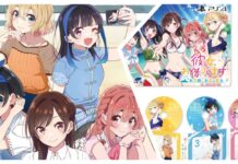 Rent a Girlfriend Game Gets a Release Date, But Does it Apply to Global Fans? collage for the rent a girlfriend game news, it features promo art of the 5 main girls from the series sat on the beach as they pose and smile, the second image is concept art for the poster and CDs that are included with the special edition of the game, as well as the PS4 game case