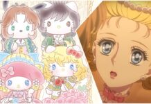 Sanrio Collabs With The Rose of Versailles, But Do Global Fans Get The Goodies? promo art for the rose of versailles sanrio collab with pochacco, hello kitty, dear daniel, and my melody in costumes inspired by the rose of versailles series, the image also includes a screenshot of marie antoinette from the movie