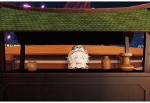 Anime Royale Friend Guide – How To Obtain The Secret Unit! Feature image for our Anime Royale friend guide showing my avatar stood behind a small market stall looking towards the camera in the main lobby at night time
