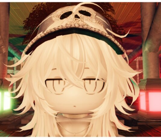 Anime Royale Trait Tier List Feature image for our anime royale traits tier list showing an up-close of my avatar who is pale white with white hair and a blue gem-studded cap. To her left isa green lantern and a red on the right side