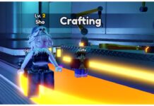 Anime Vanguards Essences Guide Feature image for our Anime Vanguards essences guide showing my avatar who is a pale white with a confused expression standing at the crafting workshop within the game