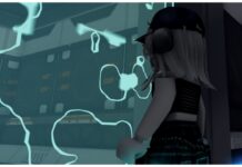 How To Unlock Anime Vanguards Legend Stages Feature image for our anime vanguards paragon mode guide which shows the back of my avatar who is stood to the right and facing a portal that is blue with swirls inside it