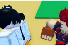 Dragon Soul Transformation Tier List feature image for our Dragon Soul Transformation Tier List showing a cowering npc with spiked red hair talking to a girl in a white suit with black pigtails and a smile