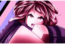 Heroes Online 2 Tier List – Quirks Release Rankings! Feature image for our Heroes Online 2 tier list showing ochaco drawin in the roblox style with pink lighting as she looks towards the camera with her fists stretched close to the camera in a combat ready pose