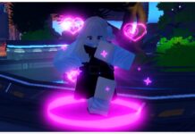 How To Get Haruka Rin In Anime Vanguards Guide Feature image for our how to get hakura rin in anime vanguards guide showing the unit in the lobby dancing around with heart emoticons floating from her body