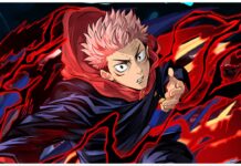 Jujutsu Awakening Tier List – October 2024 Rankings! Feature image for our Jujutsu Awakening tier list showing Yuji, the main character with pink hair, in a lunging action pose as he clenches a fist with a determined expression with the essence of black flash surrounding his body