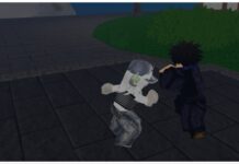 The BEST Jujutsu Piece Clan Tier List Feature image for our jujutsu piece clan tier list showing my avatar who is pale white in combat with a student who wears a black uniform and has black hair