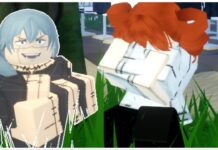 Roblox Sorcery Clans Guide Feature image for our roblox sorcery clans guide showing the mahito npc folding his arms in front of him with a devious smile and my red-haired avatar stood next to him resting with her arms folded too