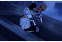 Roblox Sorcery Perks Guide – Which Should You Choose? Feature image for our Roblox Sorcery Perks guide showing gojo and sukuna suspended in the air with mahoraga following behind sukuna as they engage in combat scaling up a building