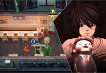 Death Note Among Us Releases Next Week Screenshots from the trailer for Death Note Killer Within. On the right is a 3D model of L biting his thumb and looking at a chess piece. On the left is a screenshot of gameplay as Kira and a follower wander into a restaurant to approach 2 other chess pieces.