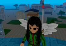 King Legacy Bone Scythe Guide – How To Obtain And Moveset Feature image for our King Legacy Bone Scythe guide. Image shows a character standing on a roof with a town in the background.