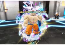 Anime Last Stand MUI Goku – Boku Mastered Instinct Obtainment and Evolution! Feature image for our anime last stand mui goku guide showing the unit on display in the centre of the screen with his name and rarity in rainbow lettering across his face and lower body
