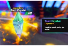Anime Reborn Traits Guide feature image for our anime reborn traits guide showing a crystal in spectate mode on the left side as it glistens with numerous colours with a firelike aura behind it