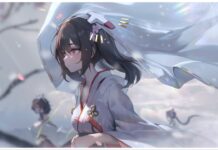 Haze Reverb Tier List – Global Release Rankings! Feature image for our haze reverb tier list showing a character facing to the left in a soft painted style with wind flowing into their face pushing the fabric of their head piece behind them into the wind