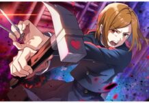 Jujutsu Kaisen Phantom Parade Tier List – Global Launch Rankings! Feature image for our jujutsu kaisen phantom parade tier list showing kugisaki nobara with her arms extended to the camera as she holds a hammer with nails in a combat ready stance with a serious look on her face