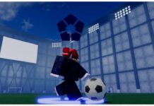 Roblox Skillful Flows Guide Feature image for our roblox skillful flow guide showing a player with red pigtails and a baguette in her mouth with a ball walking across the pitch