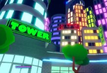 Anime Multiverse Tier List – All Powers Ranked! Feature image for our Anime Multiverse Tier List. Image shows multiple lit up buildings and one that says 'Tower'.