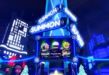 Anime Power Defense Tier List Feature image for our Anime Power Defense Tier List. Image shows a building that says 'summon' on it and a poster of three characters.