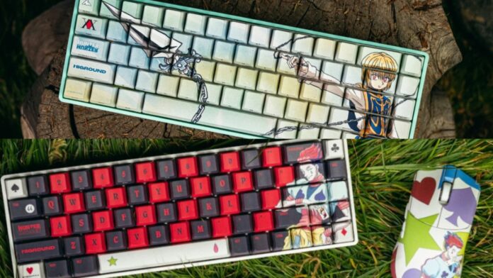 Feature image for our Hunter x Hunter Higround Collection news piece. Image shows two keyboards.