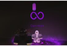 Jujutsu Infinite Dimensional Finger Guide Feature image for our jujutsu infinite dimensional finger guide showing the clan head inside a purple portal with an infinity icon above his head in purple.