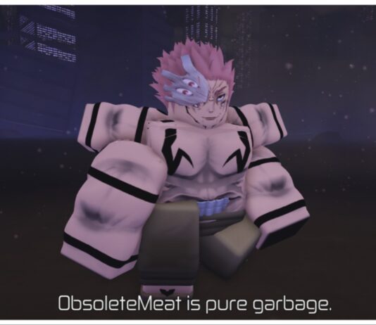 Jujutsu Infinite Domain Expansion Tier List feature image for our jujutsu infinite domain expansion tier list showing sukuna in his true form leaning forwards and calling the player garbage