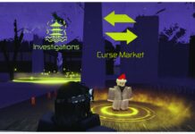 Jujutsu Infinite Purified Curse Hand Guide – Obtainment and Use! Feature image for our jujutsu infinite purified curse hand guide showing the curse market nanami npc with a winter hat with the investigations portal in the background on a purple sky night