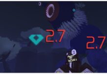 Jujutsu Infinite Weapons Tier List feature image for our jujutsu infinite weapons tier list showing a curse behind a player with a wide circular mouth lined with teeth and damage markers on the screen