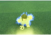 LockOver Controls Guide feature image for our lockover controls guide showing a player with a blue and yellow aura around their body as they control the ball and dash forwards towards the camera