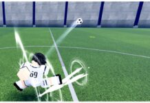 LockOver Playstyles Tier List feature image for our lockover playstyles tier list showing a player from behind kicking a ball with white aura surrounding their foot