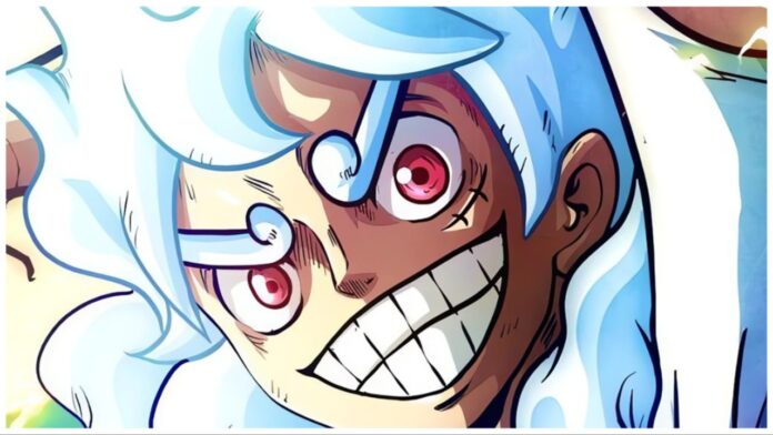 feature image for our pirate king legend tier list showing gear 5 luffy looking to the viewer with a big grin on his face