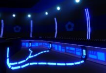Roblox Locked Exclusive Traits Guide Feature image for our Roblox Locked Exclusive Traits guide. Image shows a dark room with blue lights along the floor and walls.