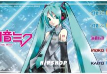 HIPSHOP x Piapro Reveals Six New Boxers Featuring Hatsune Miku And Other Popular Vocaloids! Feature image for our HIPSHOP x Piapro news showing the kei png of miku with collab details and icons for the other vocaloids visible