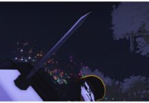 Jujutsu Infinite Fuga – How To Unlock and Use Feature image for our jujutsu infinite fuga guide showing a bottom-up of a player with a dagger in their hand and confetti emitting from behind them.