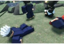 Jujutsu Odyssey Black Flash – Obtainment and How To Use! Feature image for our jujutsu odyssey black flash guide showing four characters with the two at the front (gojo and yuji) sitting on the floor observing as two in the back have a talk (megumi and the player)