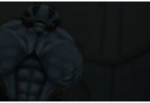 Jujutsu Odyssey Clans Tier List Feature image for our jujutsu odyssey clans tier list showing dark room with a special grade curse on the left grinning at the camera with its arms raised to its mouth