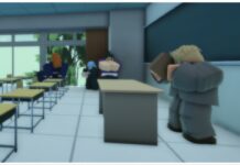 Jujutsu Odyssey Codes – February 2025 Rewards Feature image for our jujutsu odyssey codes guide showing a classroom with nanami at the teachers desk holding a book with todo, miwa and nobara near a window in the corner all chatting together