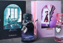 NANA Perfumes Feature Scents Inspired By Nana Osaki and Hachi Both of the NANA perfumes, with Nana Osaki's on the left and Nana Komatsu's on the right. Both bottles are outside of the boxes.