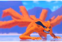 Ninja Time Nine Tails Boss Guide – Spawn Times, Drops, and How To Defeat! Feature image for our ninja time nine tails guide showing the raid boss on all fours snarling and bearing his white sharp teeth